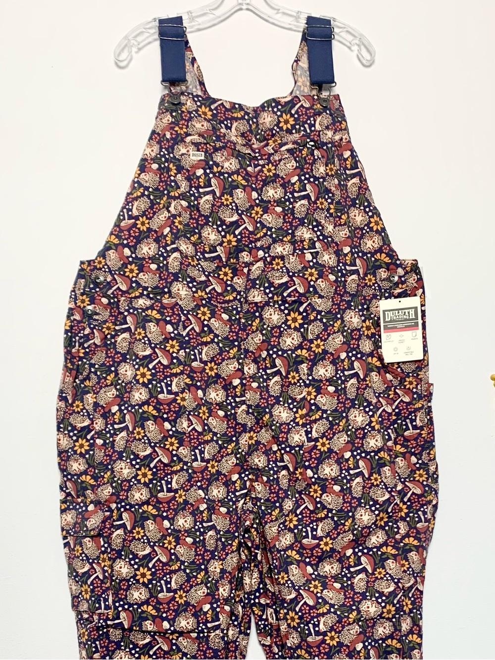 NWT Hedgehog Mushrooms Duluth XXL x31” Heirloom Gardening Bib Overalls Dusk Blue - Picture 1 of 7